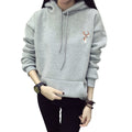Autumn Winter Hoody Fashion Deer Embroidery Hoodies Casual Sweatshirts Hoodie for Women