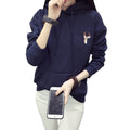 Autumn Winter Hoody Fashion Deer Embroidery Hoodies Casual Sweatshirts Hoodie for Women