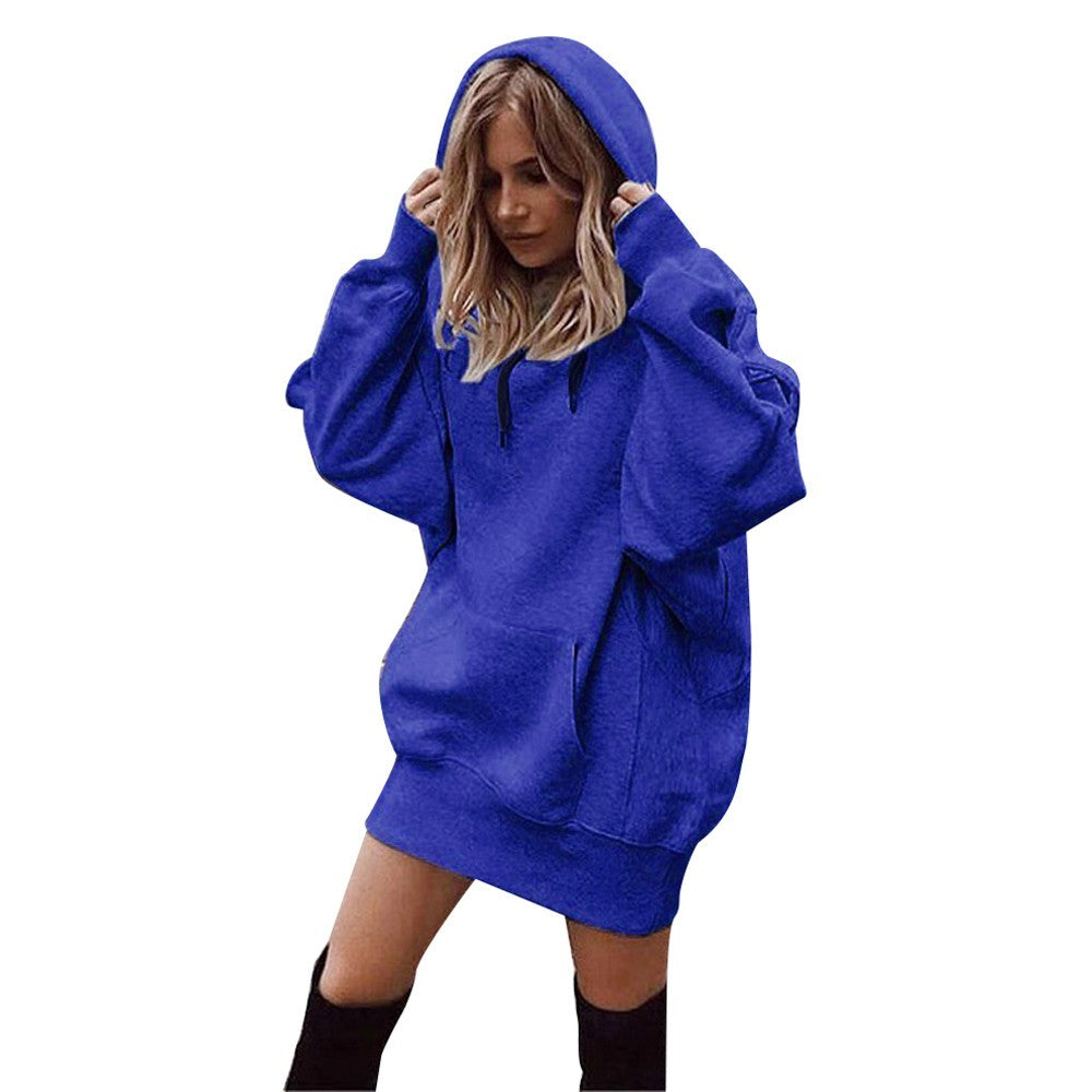 Women Fashion Solid Color Clothes Hoodies Pullover Coat Hoody Sweatshirt